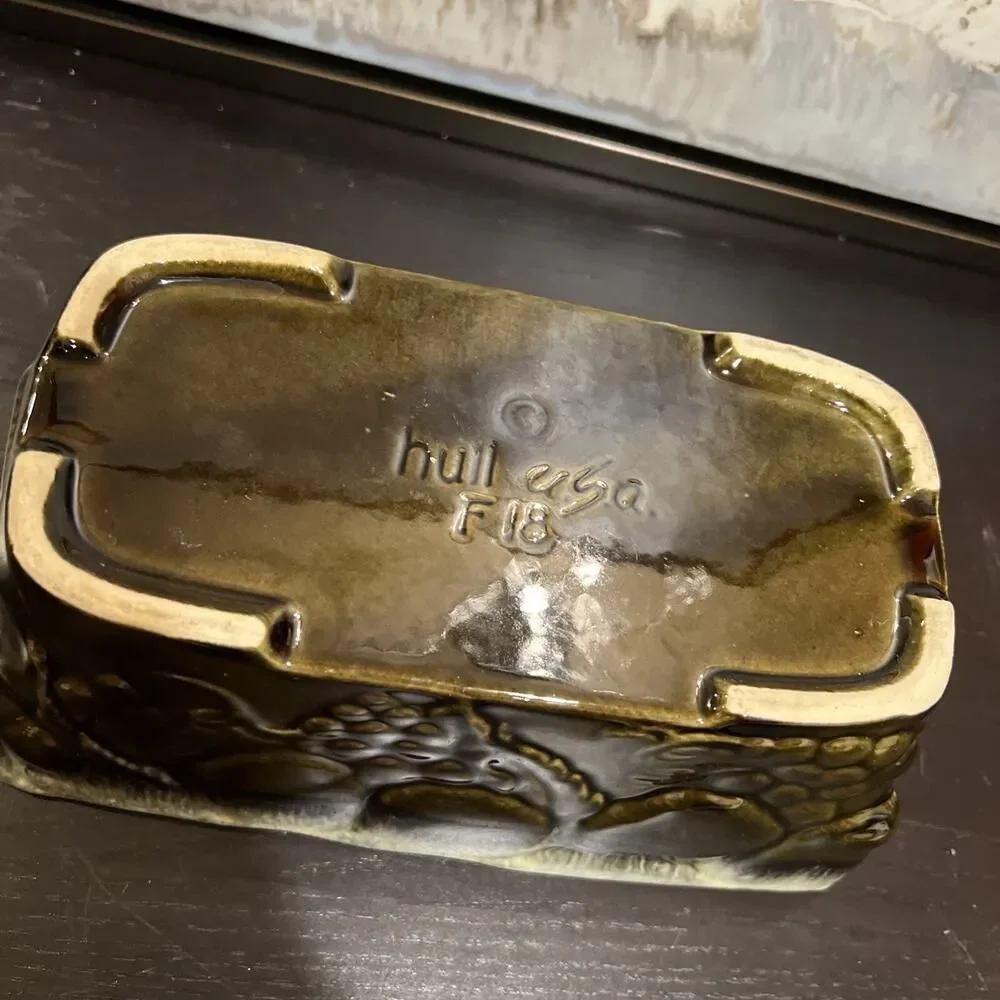 Vintage HULL USA Drip Glaze Pottery Planter F18 Rectangular with Grapes